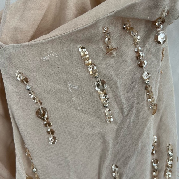 Free People Mini Dress Crystal Clear Sequin Fringe Detail Slip Dress Large - Picture 6 of 10